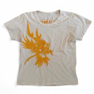 Y2K Vintage The Great China Wall Phoenix Embroidery Baby Tee Shirt